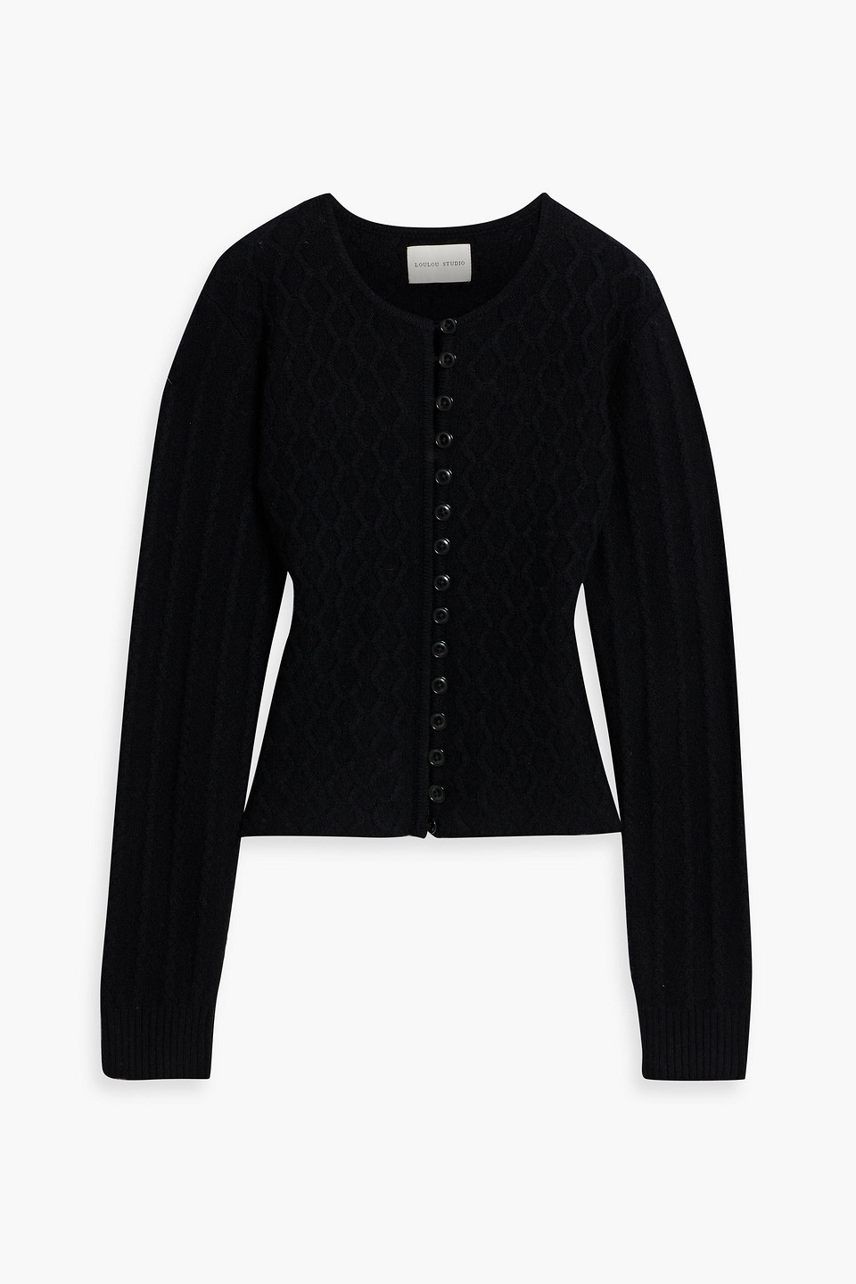 Loulou Studio Daphe Cable-knit Cashmere Cardigan In Black