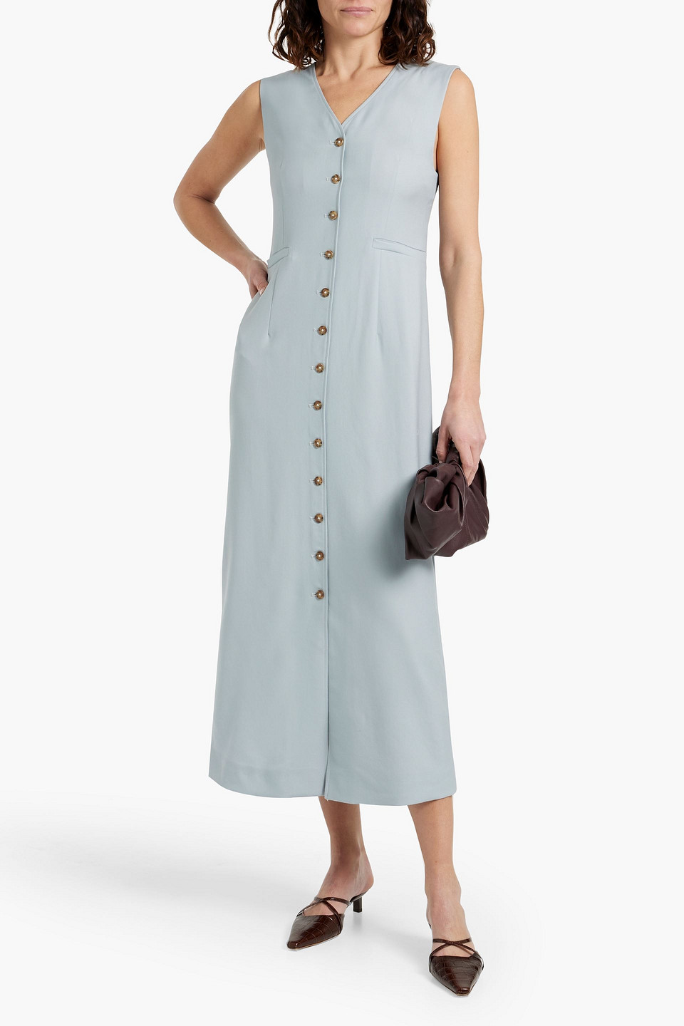 Loulou Studio Idika Wool-twill Midi Dress In Sky Blue