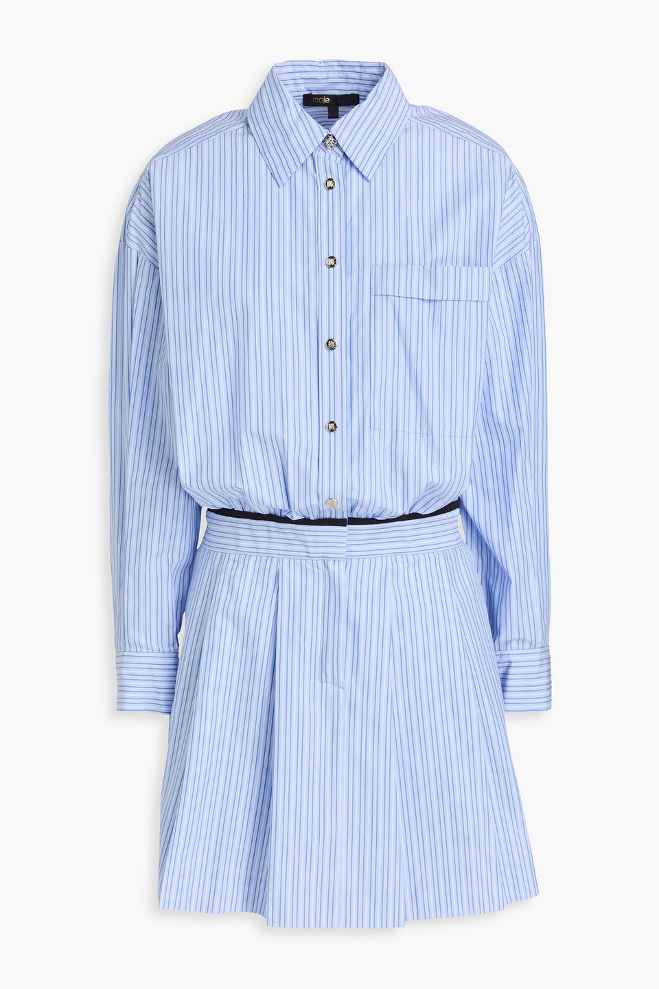 Striped cotton mini shirt dress