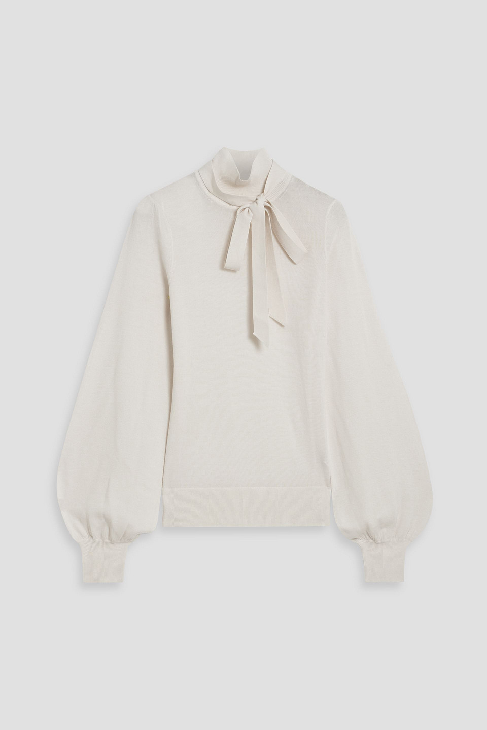 Zimmermann Pussy-bow Wool Turtleneck Sweater In Cream