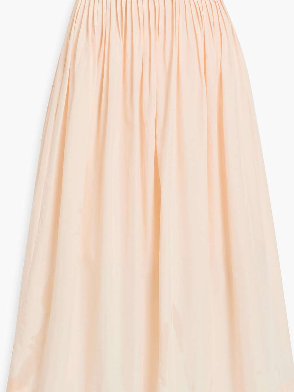 artemis pleated cotton and silk-blend midi skirt