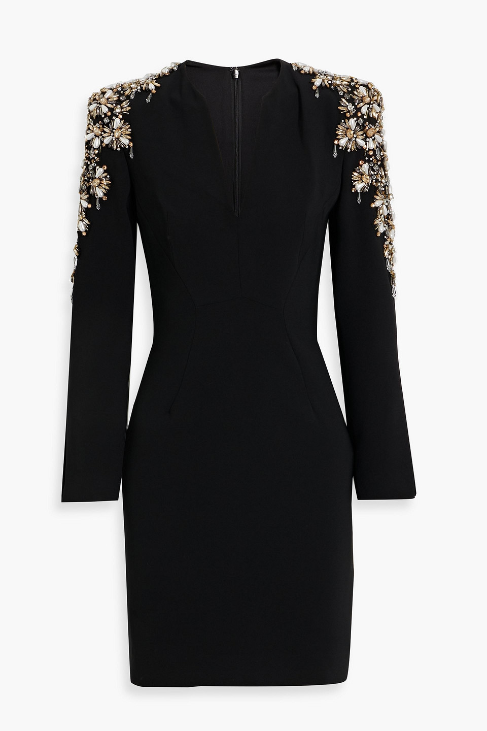 Jenny Packham Kay Embellished Crepe Mini Dress In Black