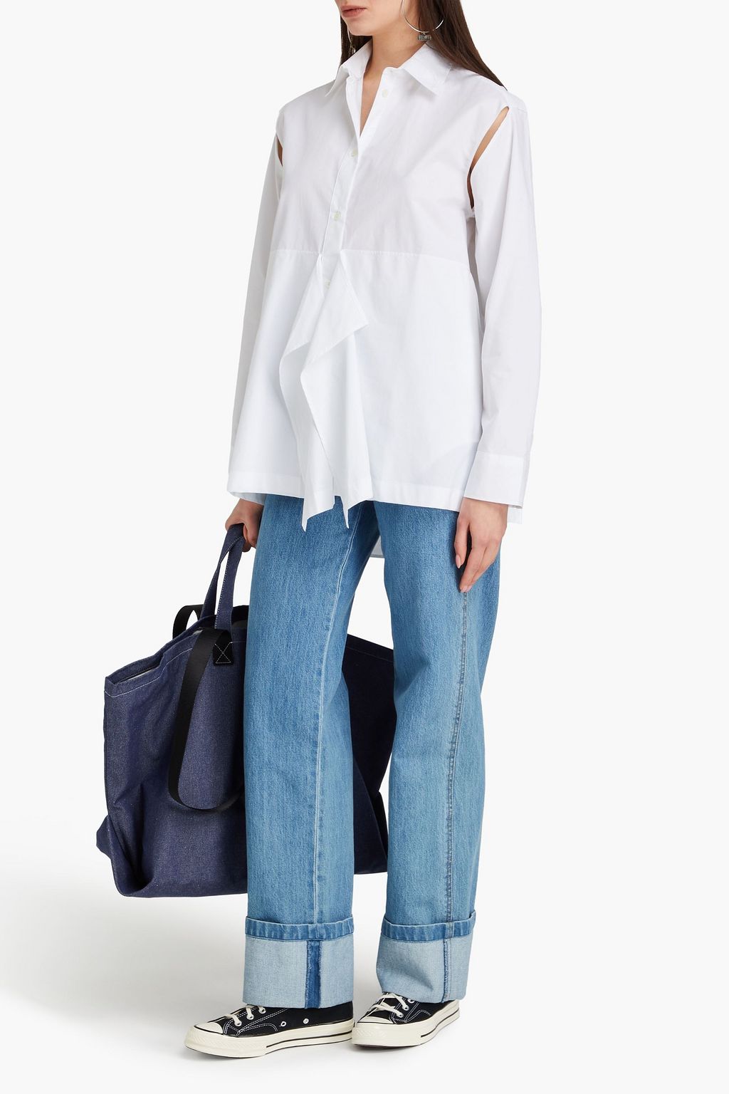 JW ANDERSON Drapiertes Hemd aus Baumwollpopeline mit Cut-outs