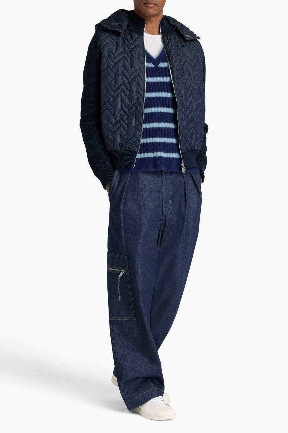  Missoni - Daunenjacke Aus Häkelstrick Aus Einer Baumwollmischung Und Gestepptem Shell Mit Kapuze - Blau - S 