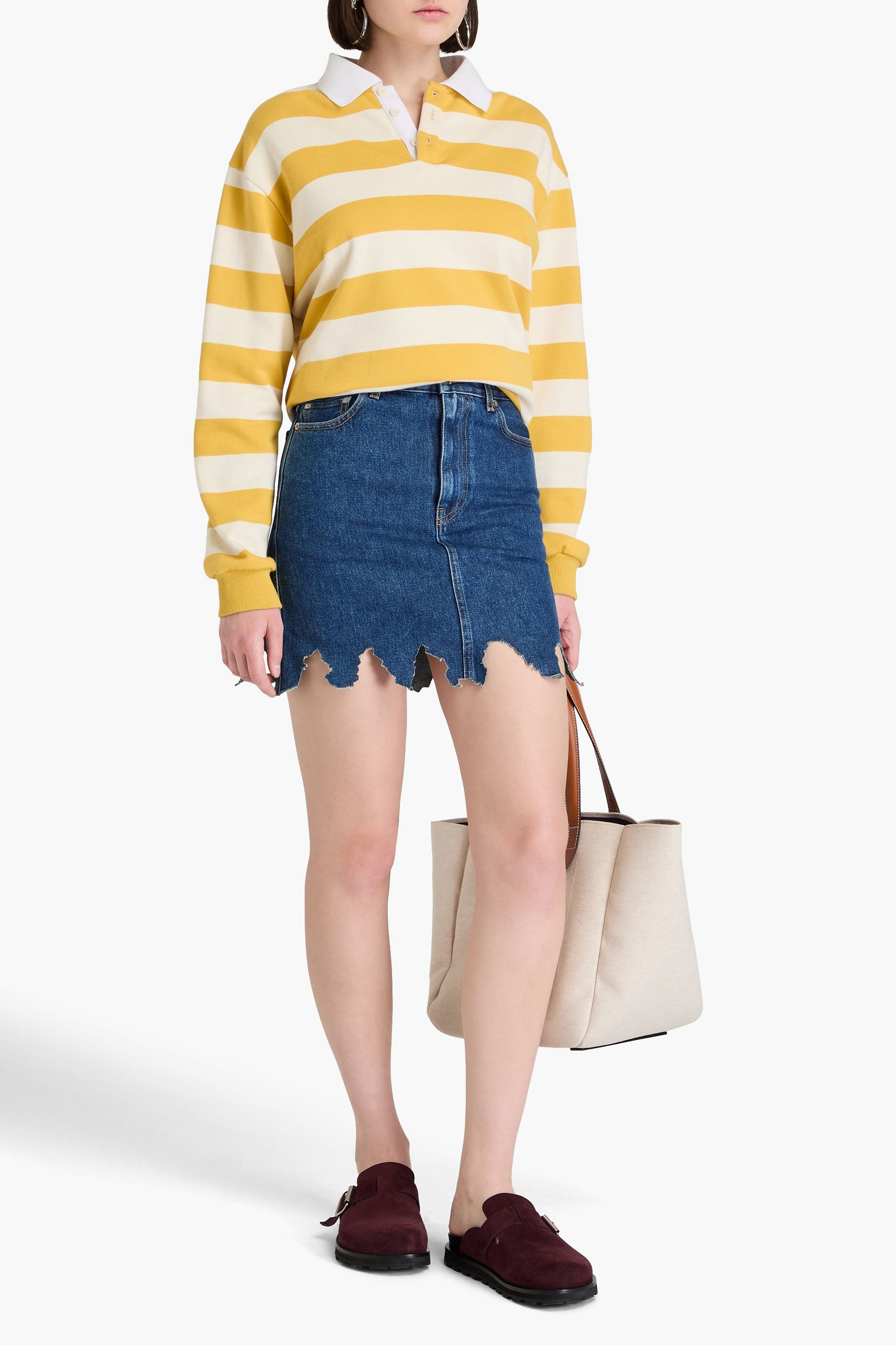 Jw Anderson Laser-cut denim mini skirt
