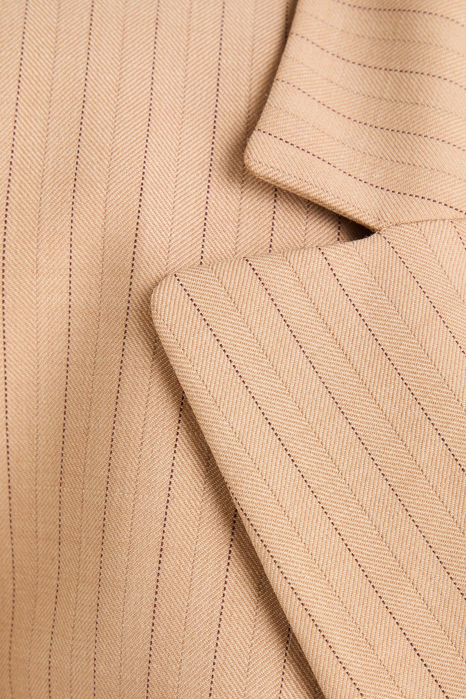 Maje Doppelreihiger Blazer Aus Twill Aus Einer Wollmischung Mit Nadelstreifen In Sandfarben