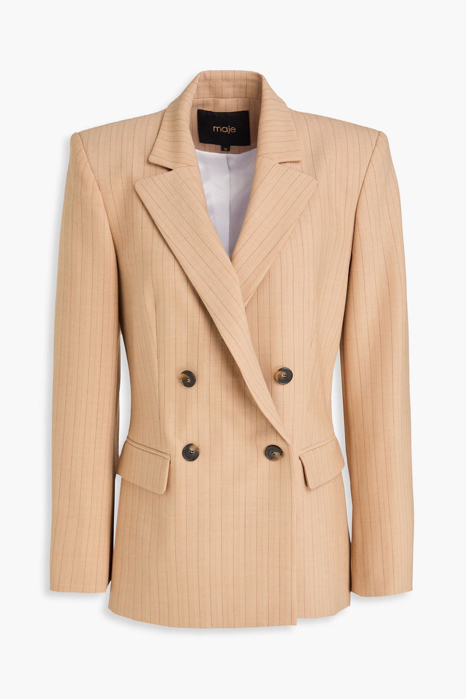 Maje Doppelreihiger Blazer Aus Twill Aus Einer Wollmischung Mit Nadelstreifen In Pink