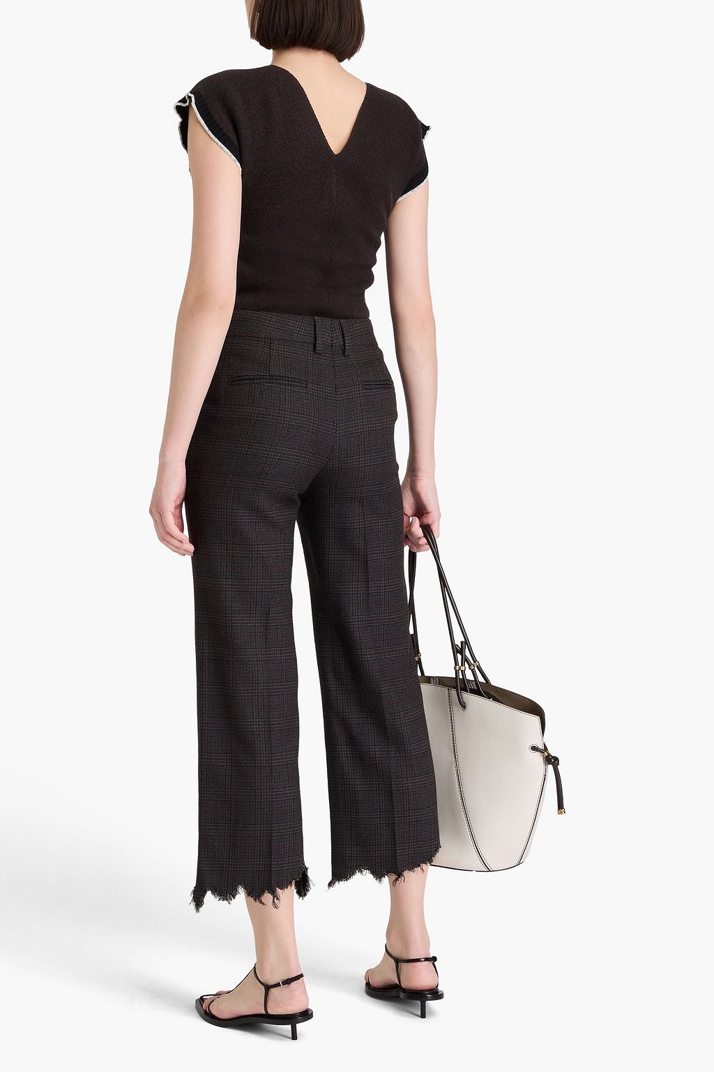 JW ANDERSON كنزة رياضية بأسلوب بيبلوم من مزيج القطن المضلّع