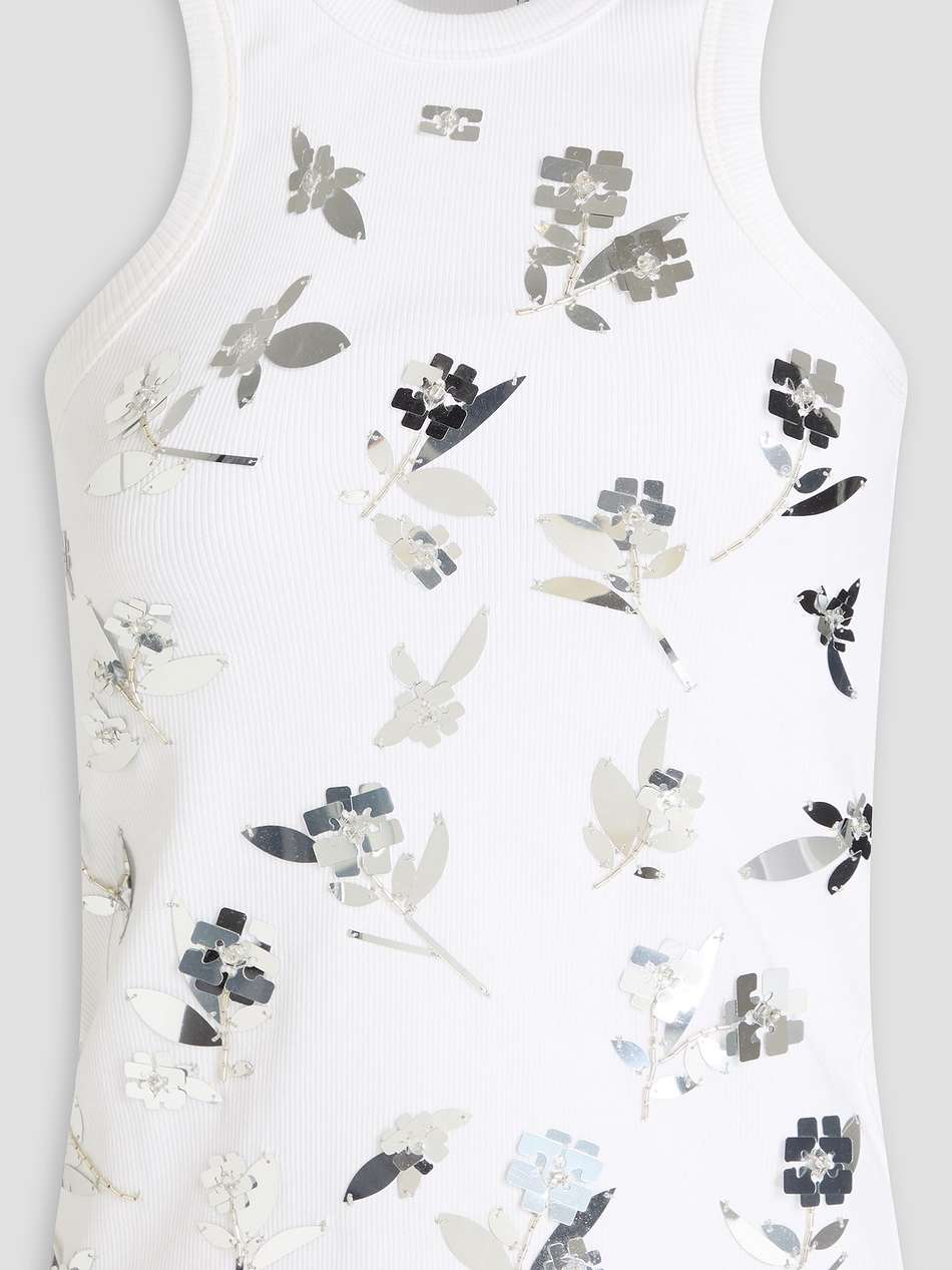 embellished cotton-blend jersey tank