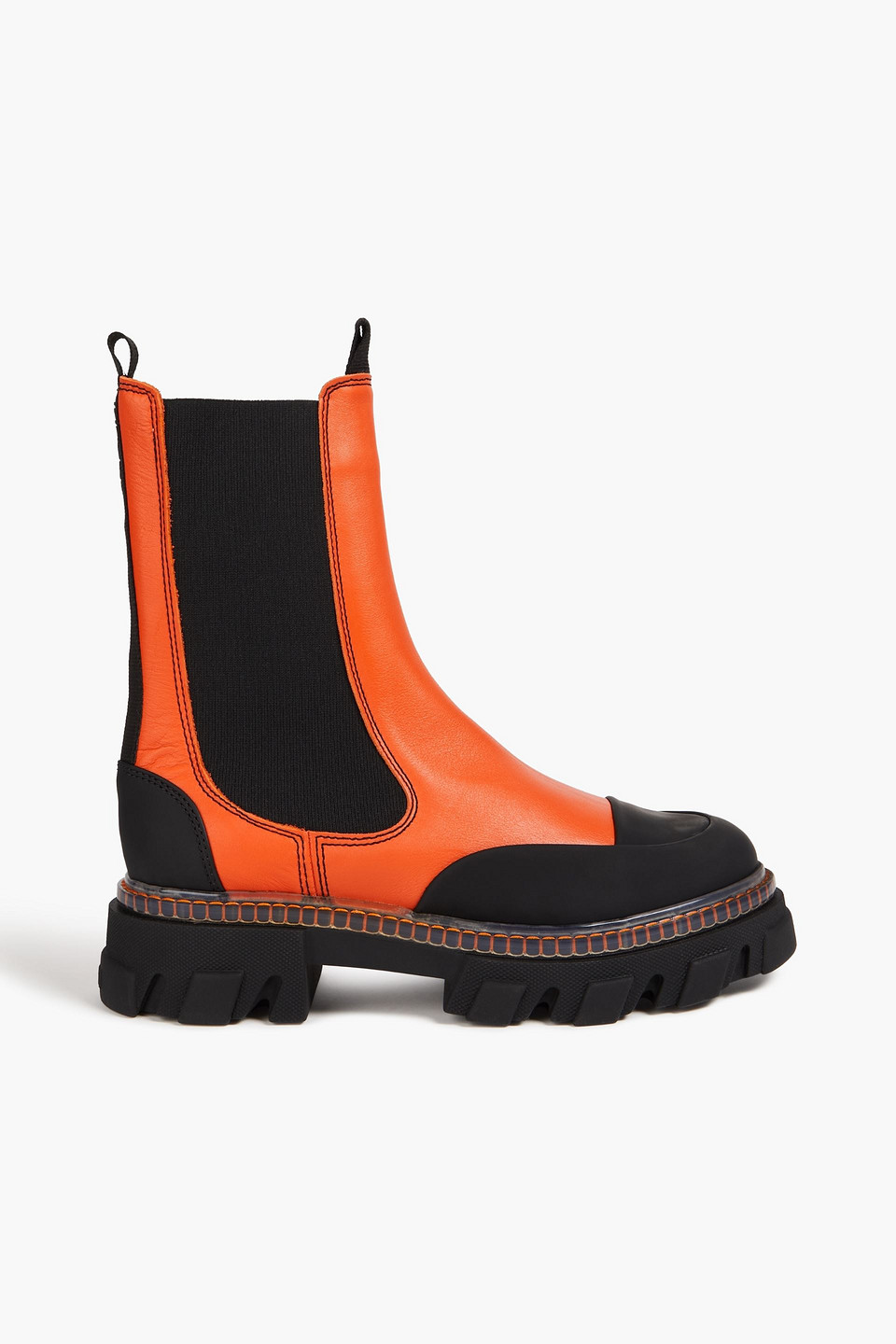 Ganni Zweifarbige Chelsea-boots Aus Leder In Orange