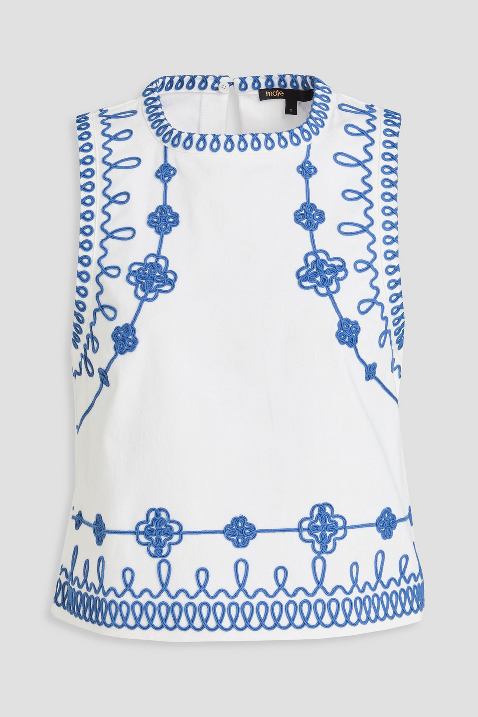 Embroidered cotton-blend twill top
