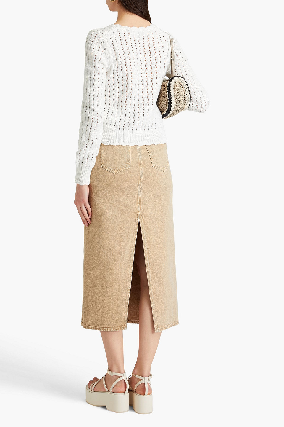 MAJE DENIM MIDI PENCIL SKIRT