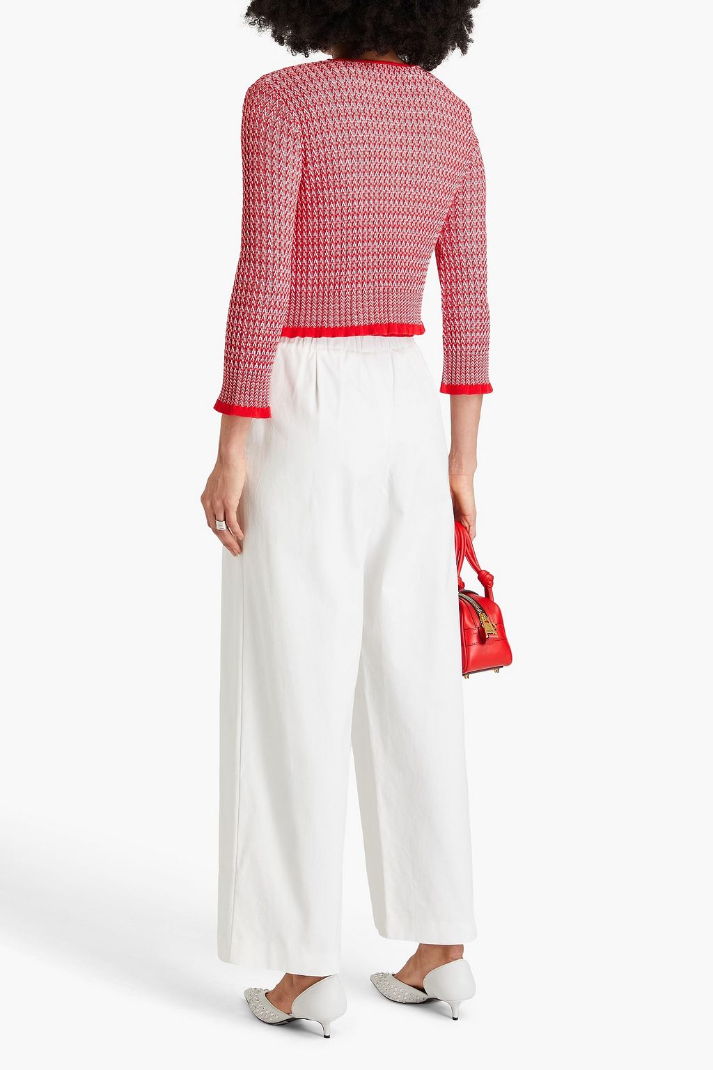 MAJE Ribbed-knit cardigan and camisole set