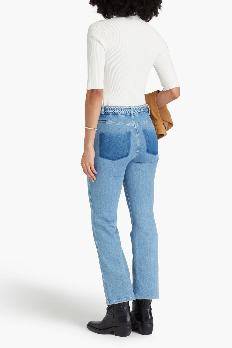 Maje Hoch Sitzende Bootcut-jeans Mit Flechtdetails In Hellblauer Denim