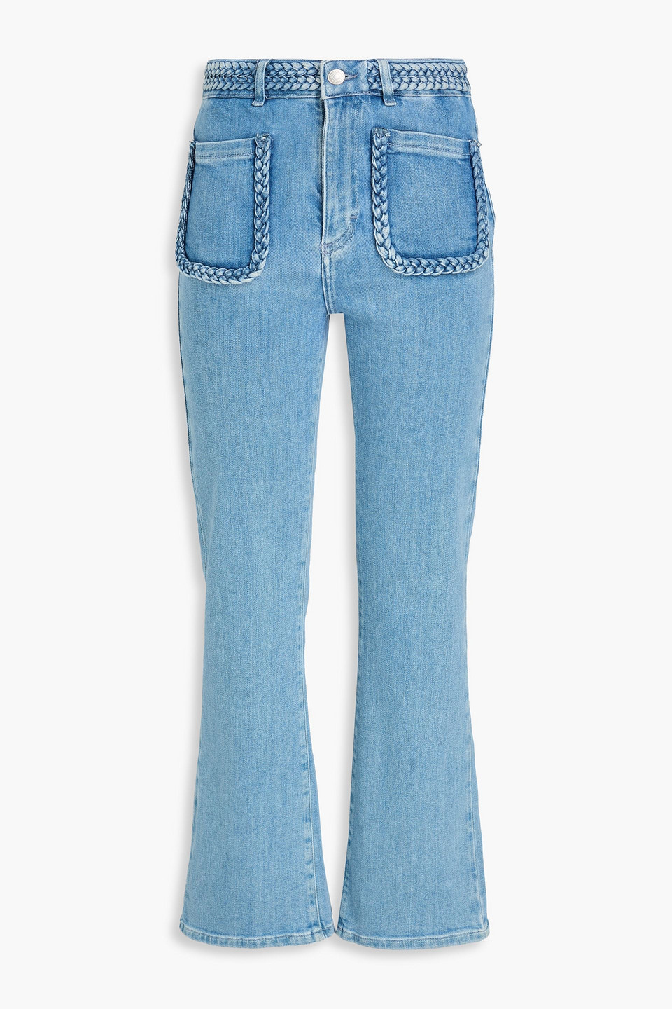 Maje Hoch Sitzende Bootcut-jeans Mit Flechtdetails In Hellblauer Denim