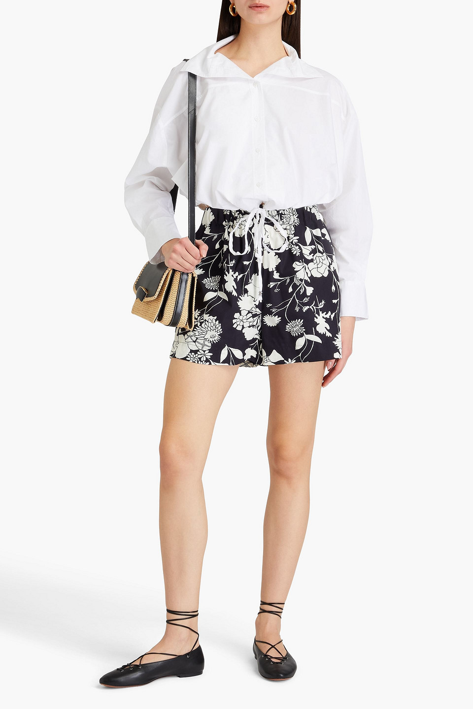 MAJE CROPPED COTTON-POPLIN SHIRT