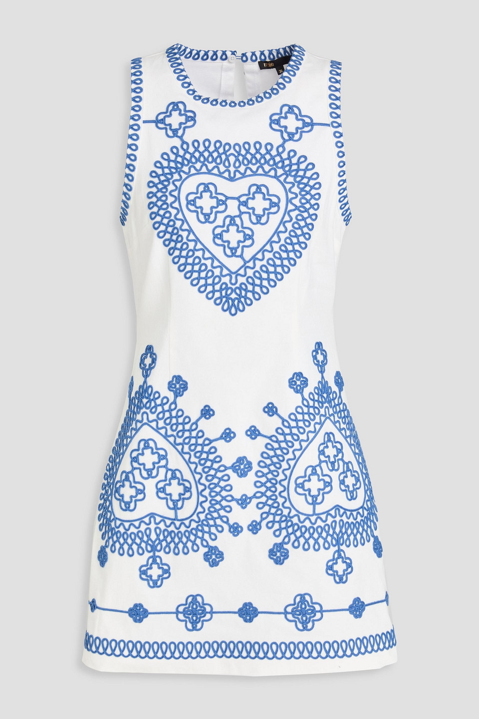 Embroidered cotton-blend twill mini dress