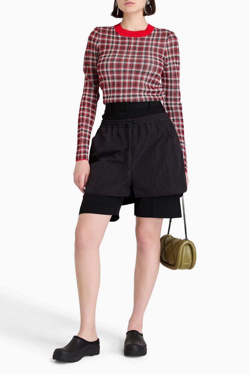 JW ANDERSON Pullover aus Jacquard-Strick mit Hahnentrittmuster in Metallic-Optik