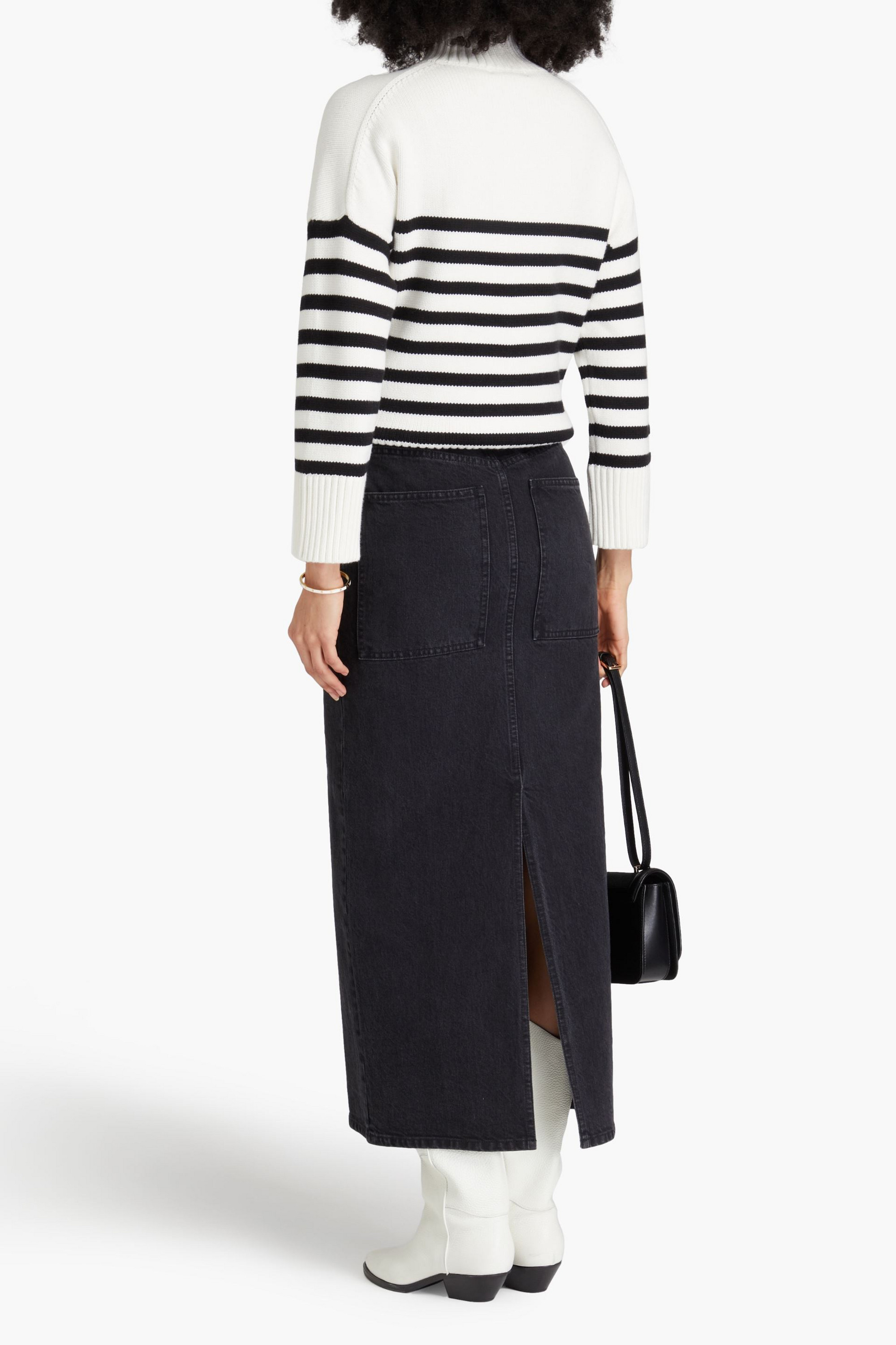 MAJE Striped knitted half-zip sweater