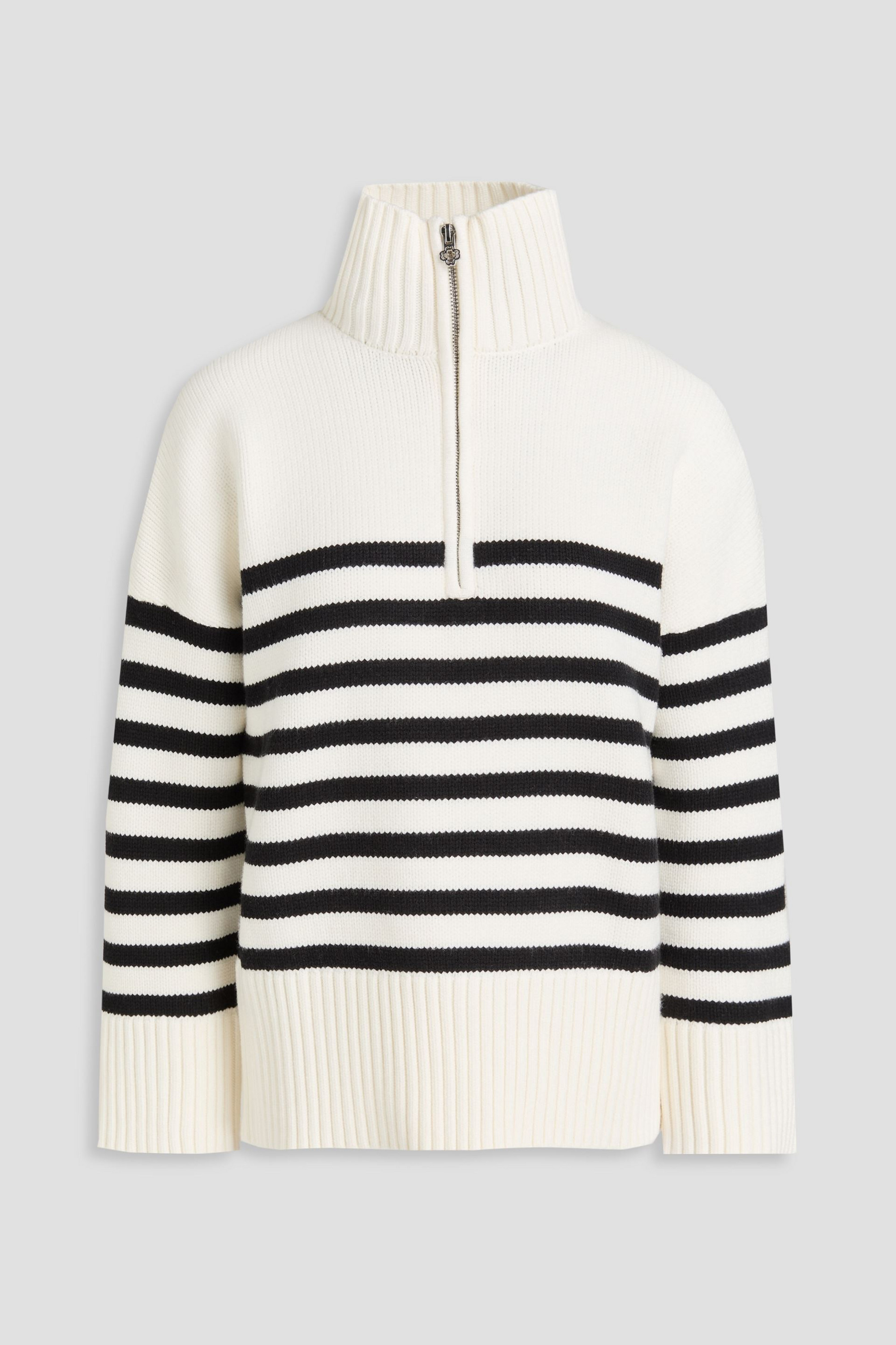 MAJE Striped knitted half-zip sweater