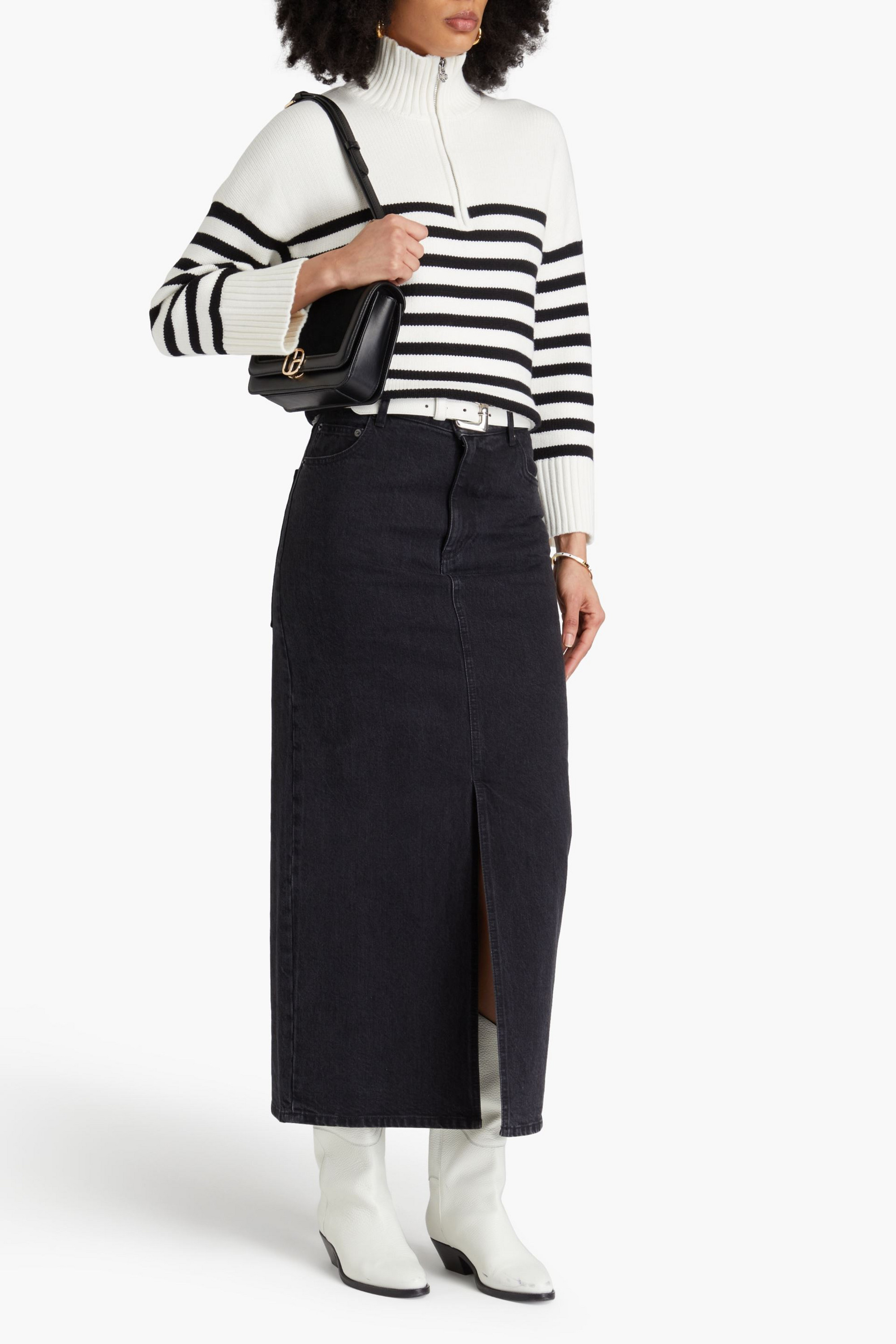 MAJE Striped knitted half-zip sweater