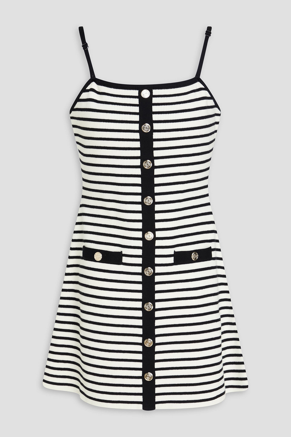 Striped ribbed jersey mini dress