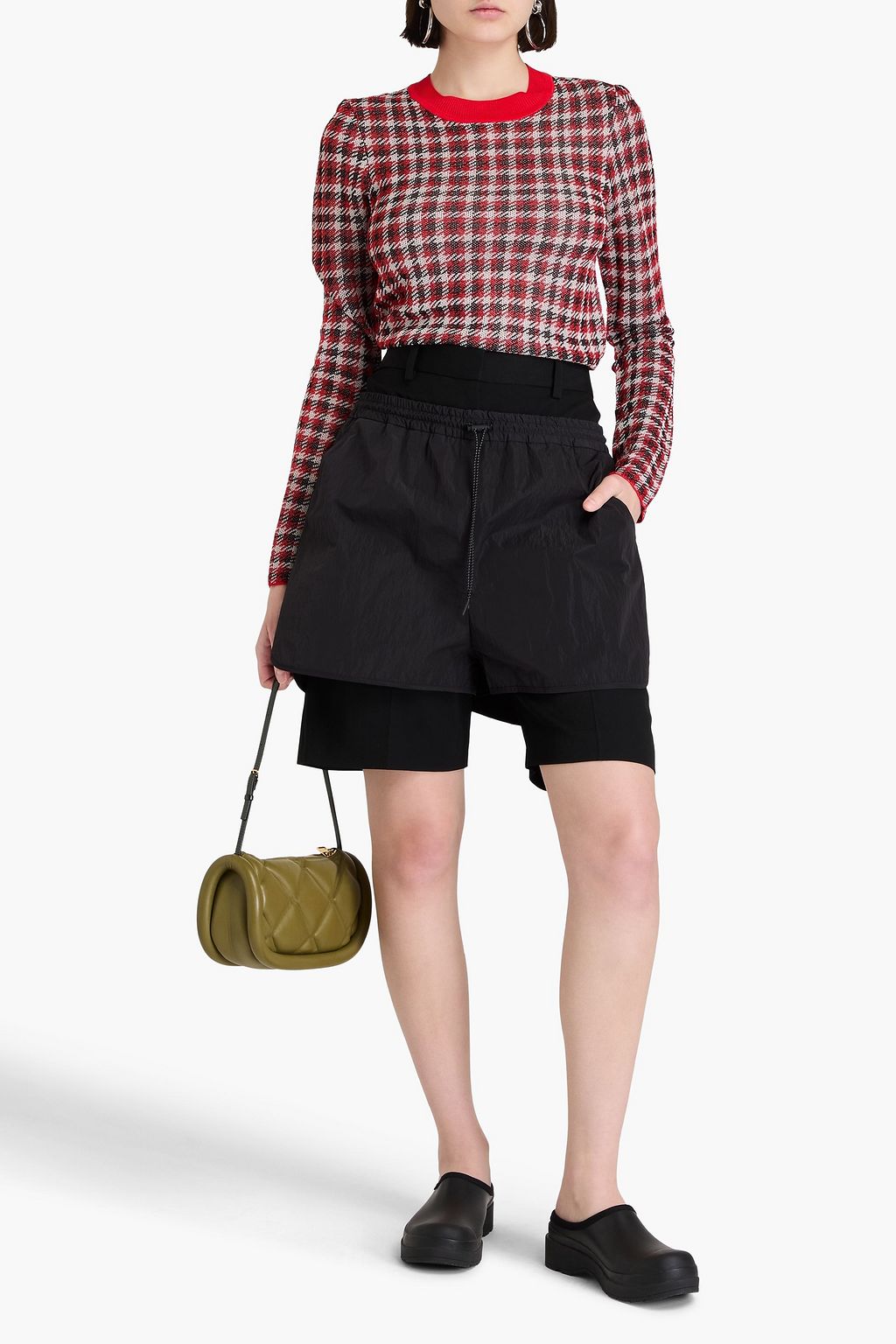 JW ANDERSON شورت من التويل والصوف والتفتا بطبقات