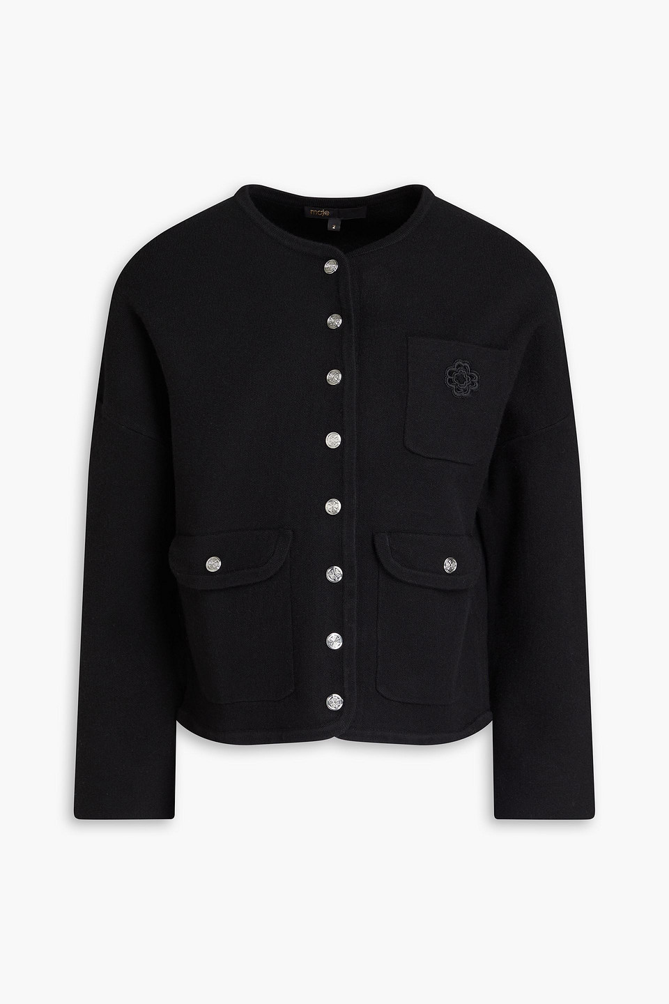 Maje Knitted Cardigan In Black