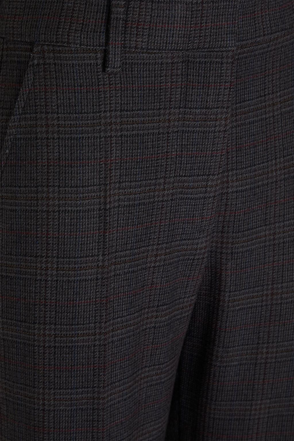 JW ANDERSON Cropped distressed checked wool-tweed straight-leg pants