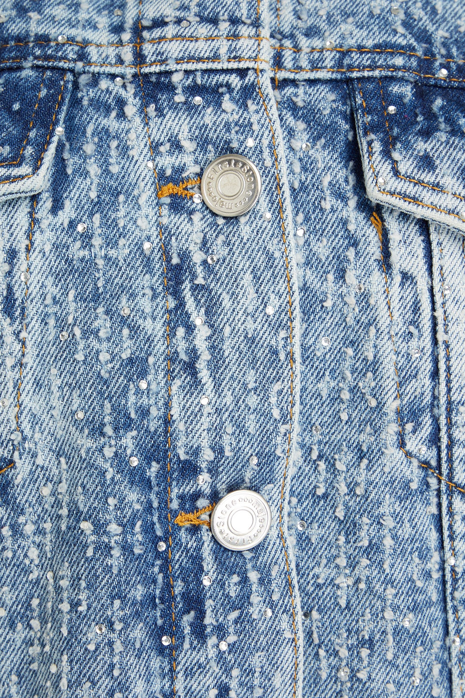 MAJE CRYSTAL-EMBELLISHED DENIM JACKET