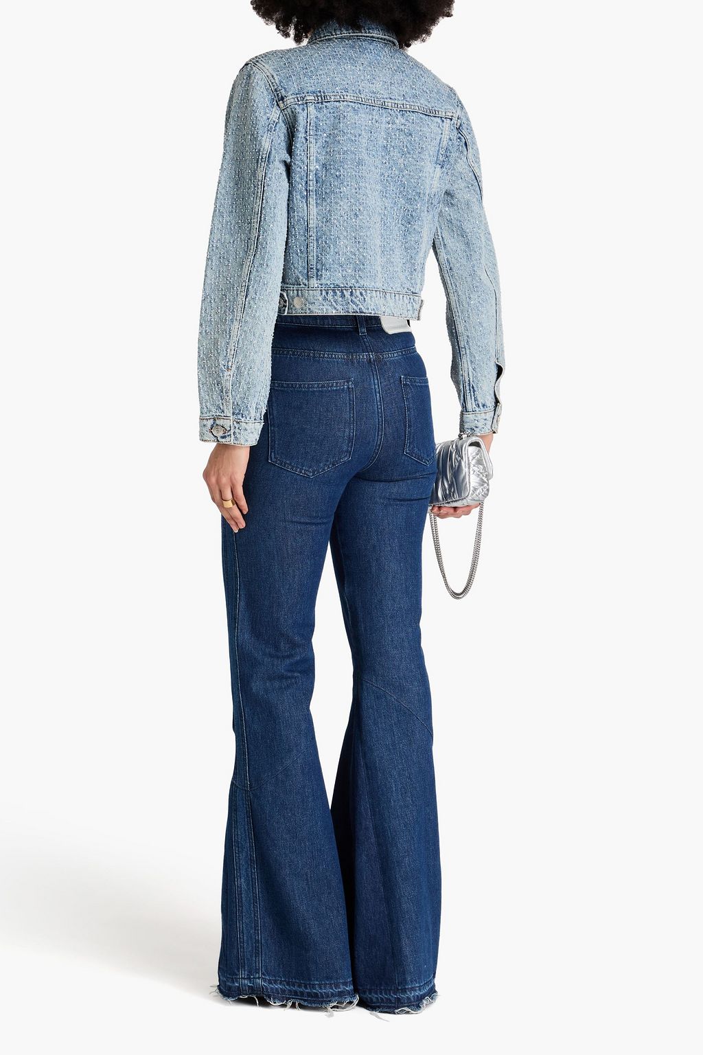 MAJE Crystal-embellished denim vest