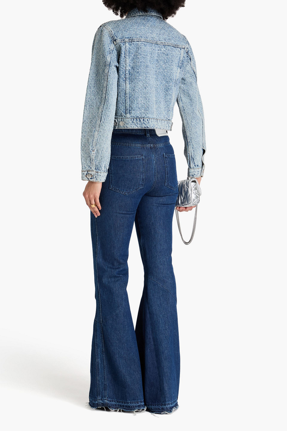 MAJE CRYSTAL-EMBELLISHED DENIM JACKET