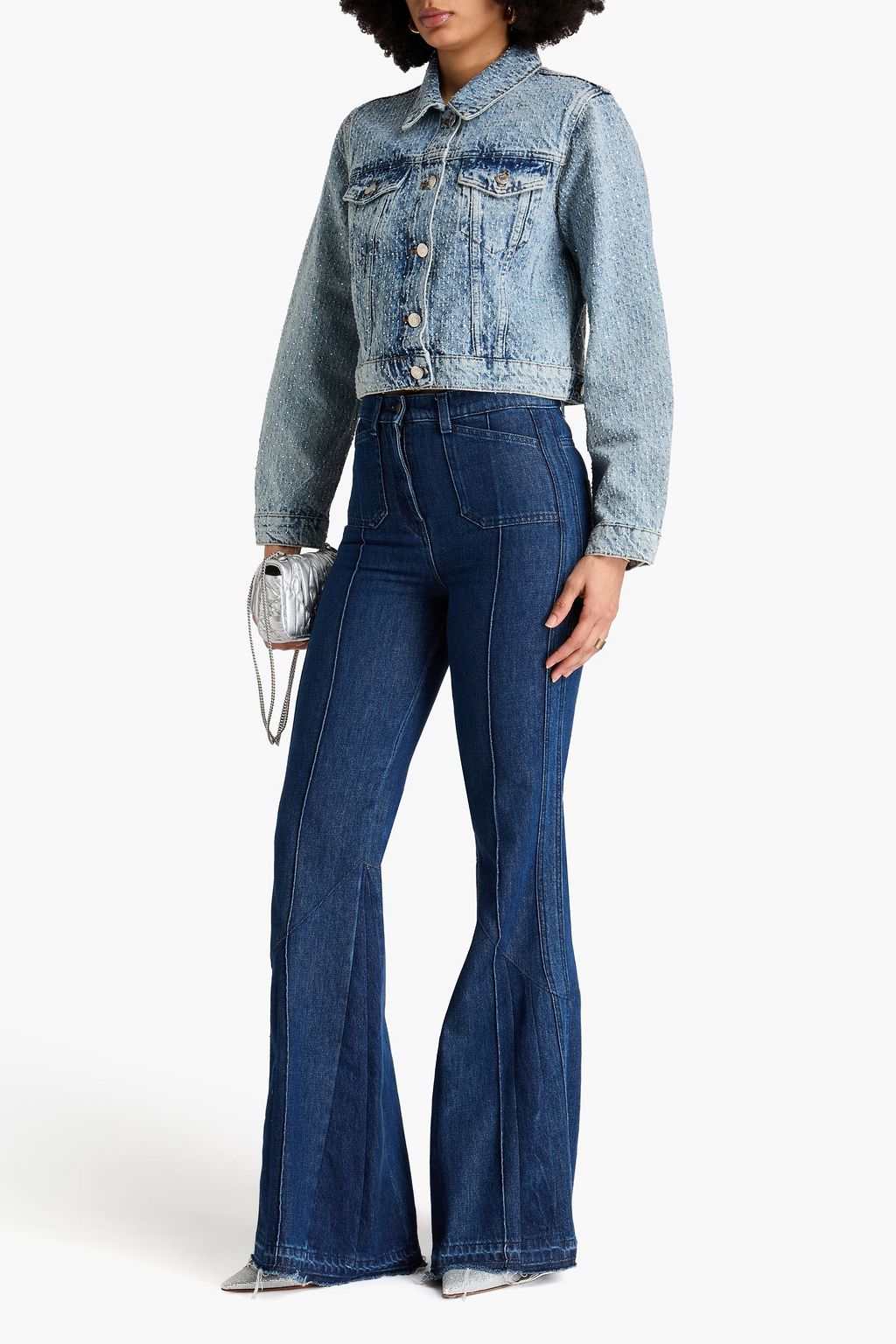 MAJE Crystal-embellished denim vest