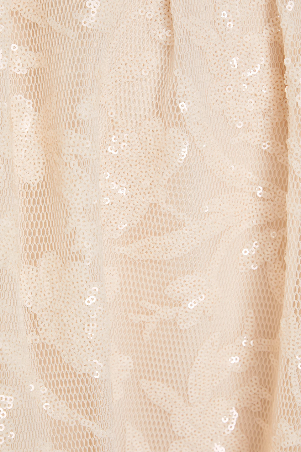 Maje Sequined Mesh Midi Skirt In Beige