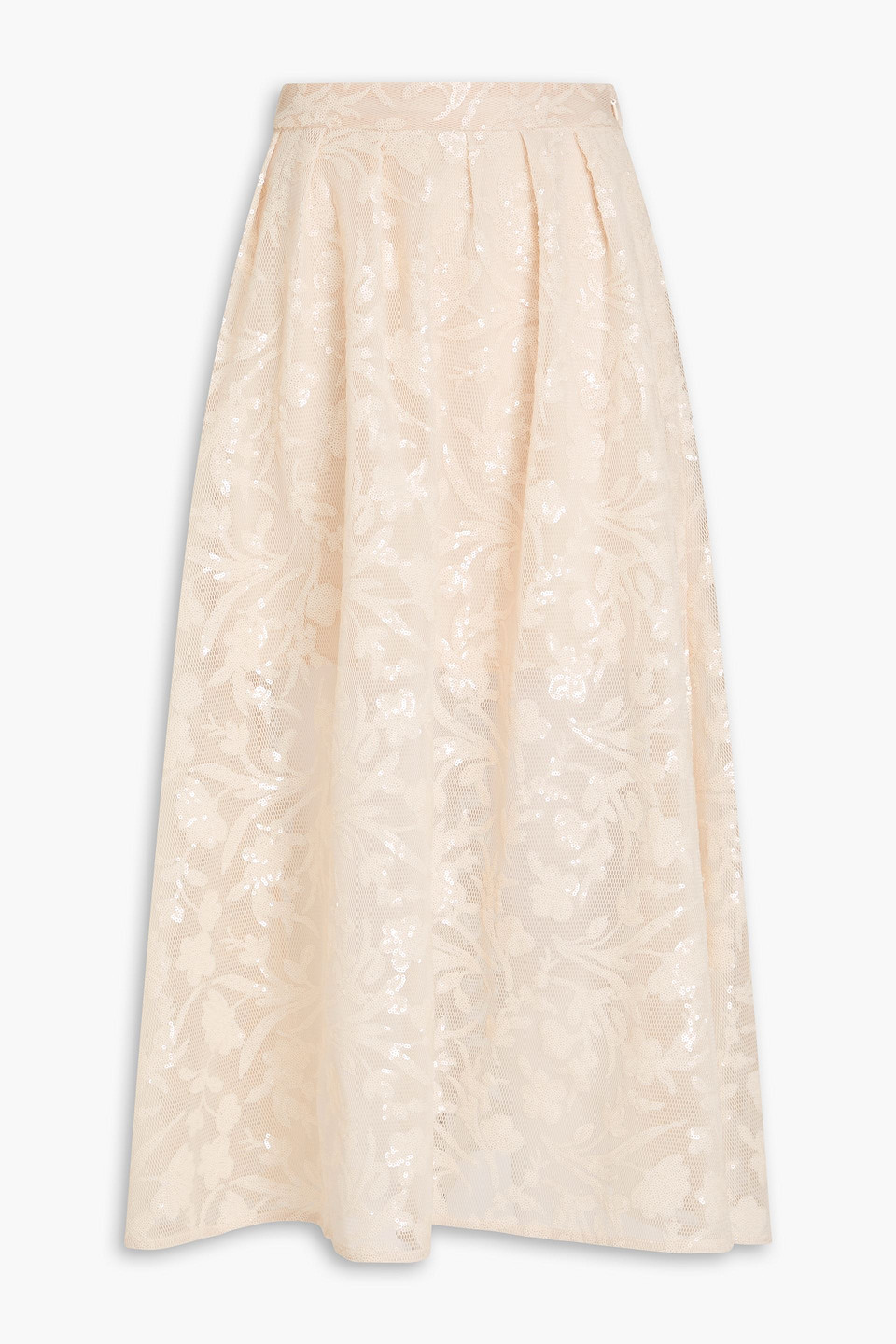 Maje - Sequined mesh midi skirt - Neutral - FR 38