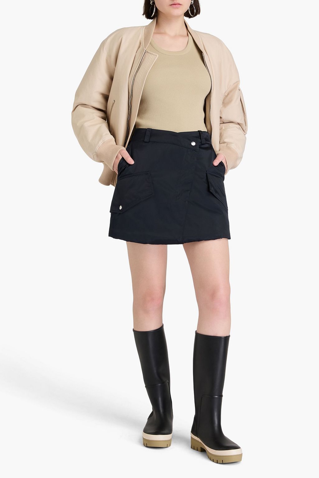 JW ANDERSON تنورة قصيرة من قماش مقاوم للماء مبطن