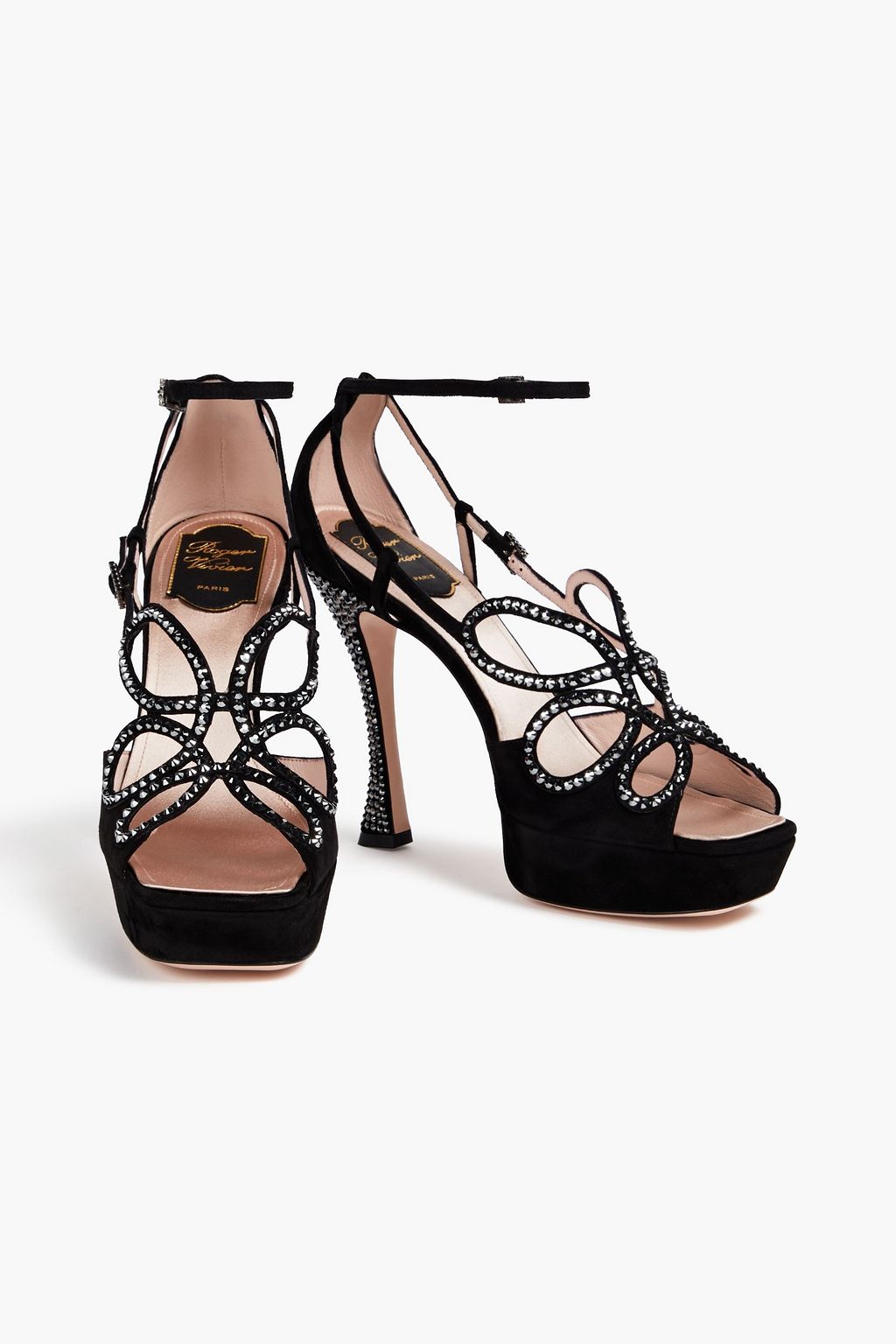 ROGER VIVIER スエード サンダル クリスタル付き