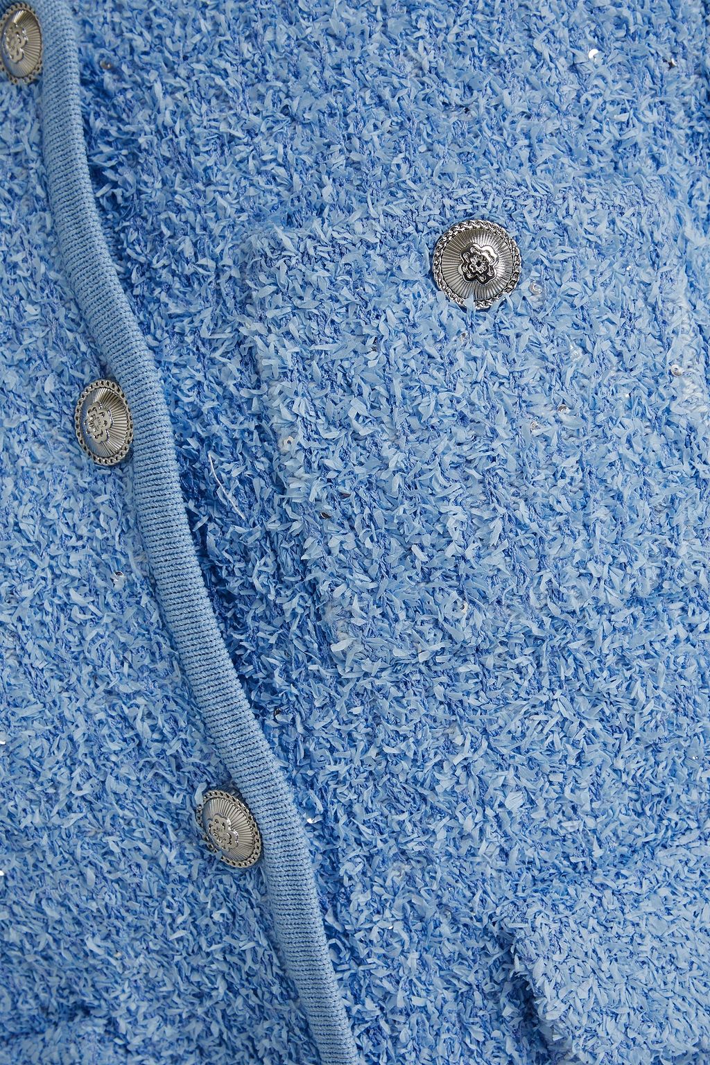 MAJE Sequin-embellished cotton-blend tweed cardigan