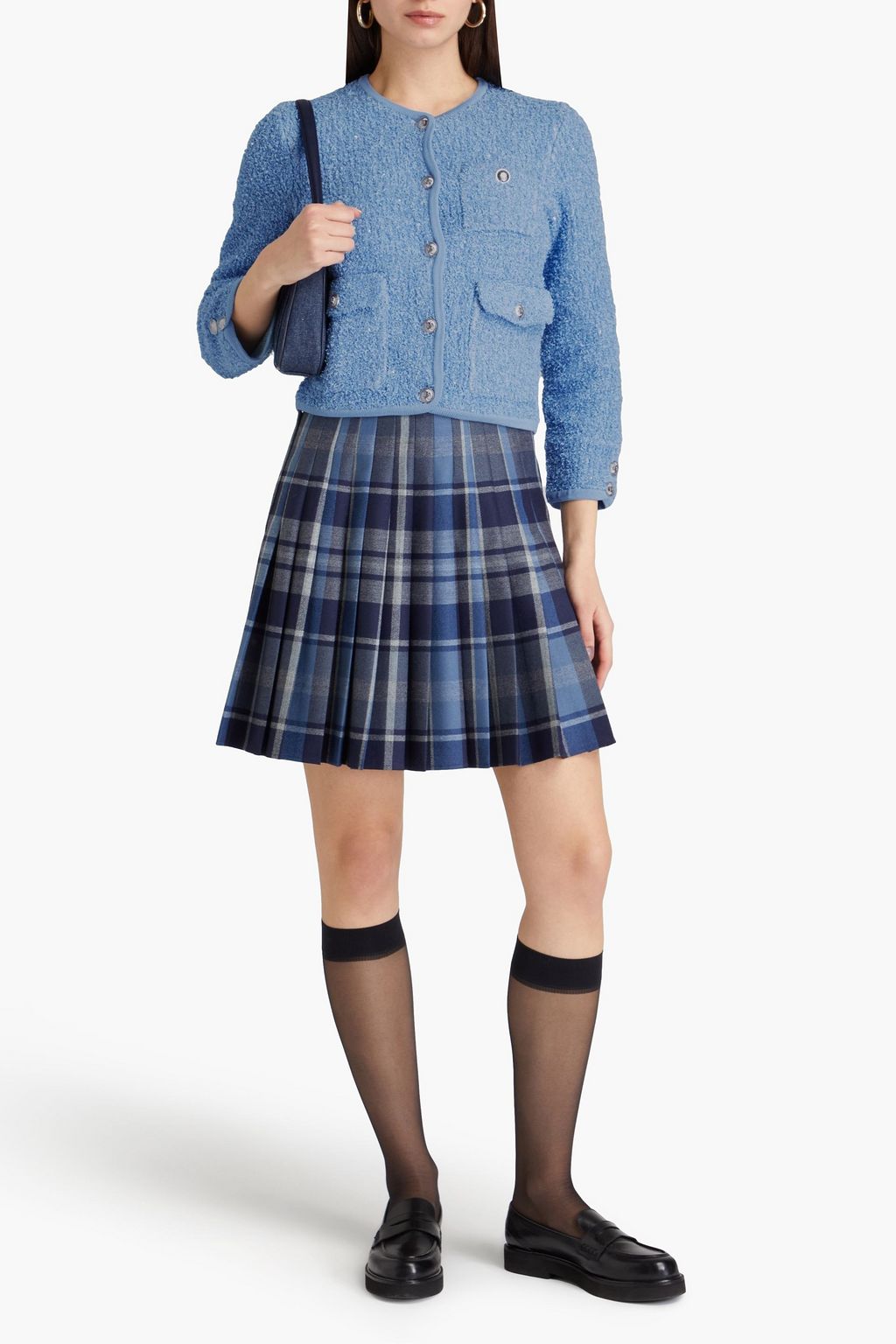 MAJE Sequin-embellished cotton-blend tweed cardigan