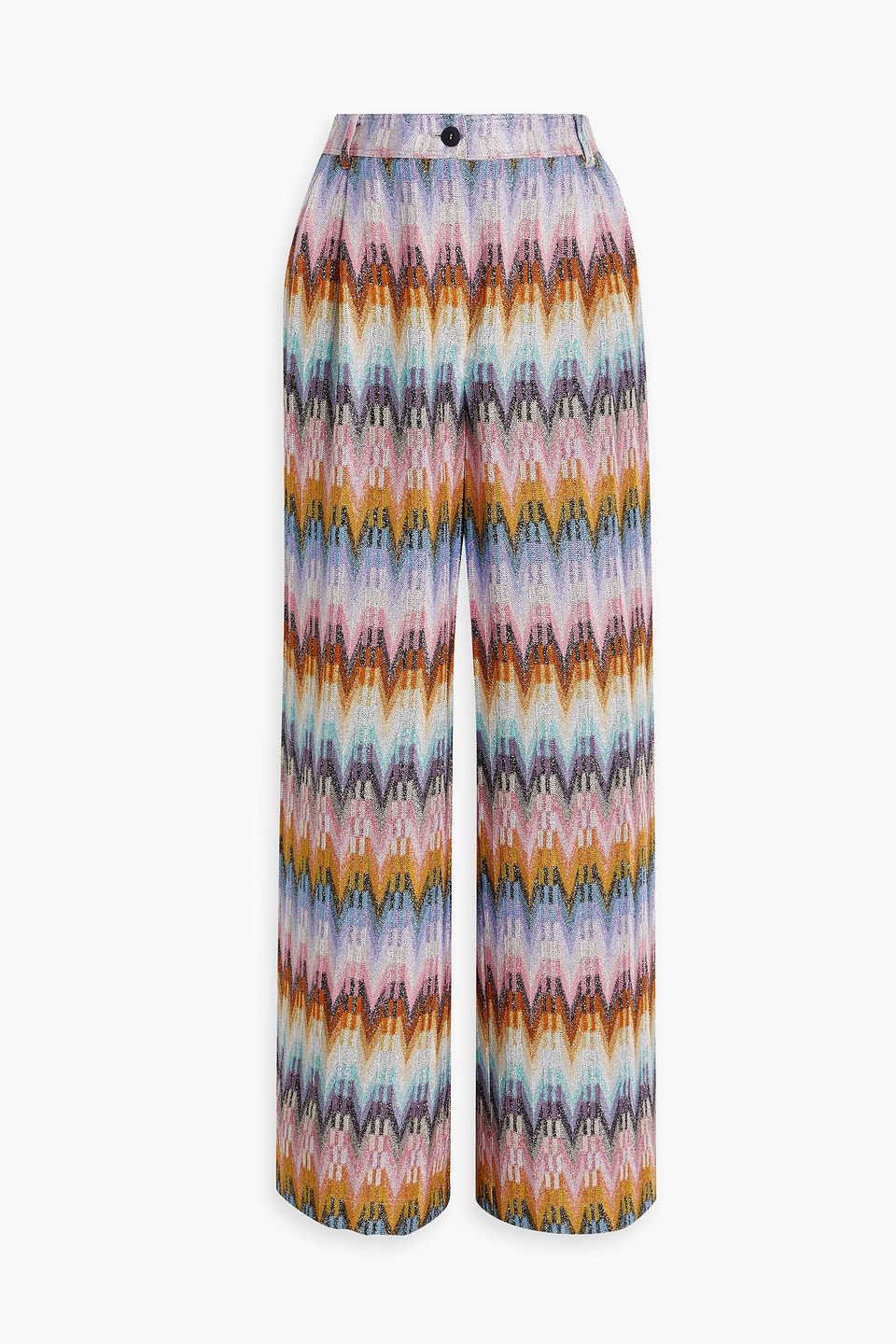 Missoni Metallic Crochet-knit Wide-leg Pants In Pink