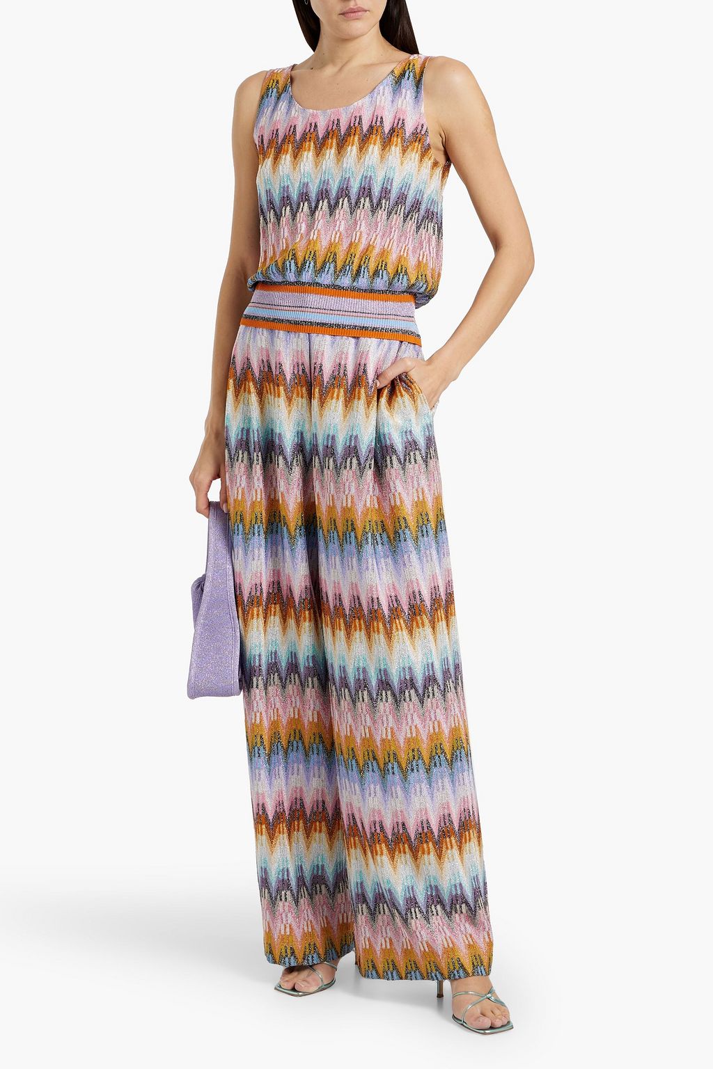 MISSONI Metallic crochet-knit wide-leg pants