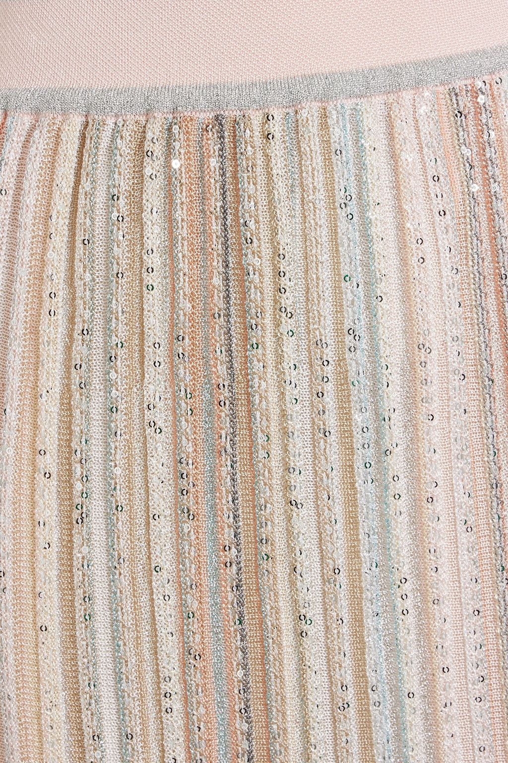 MISSONI Sequin-embellished striped ribbed-knit maxi skirt