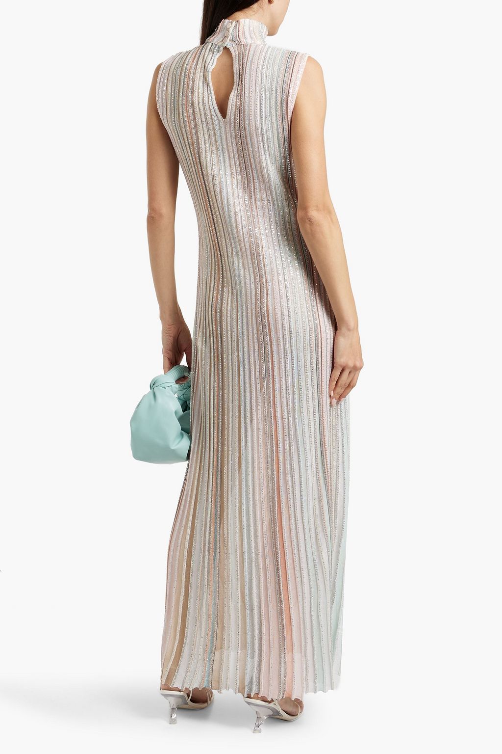 MISSONI Sequin-embellished striped ribbed-knit maxi dress