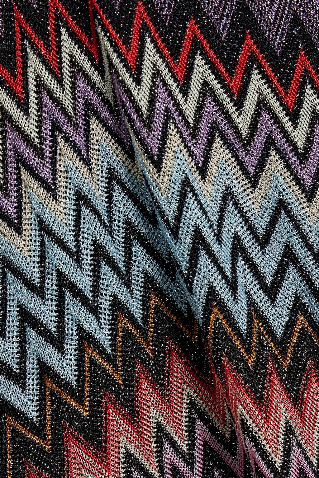 MISSONI Lace-up metallic crochet-knit maxi dress