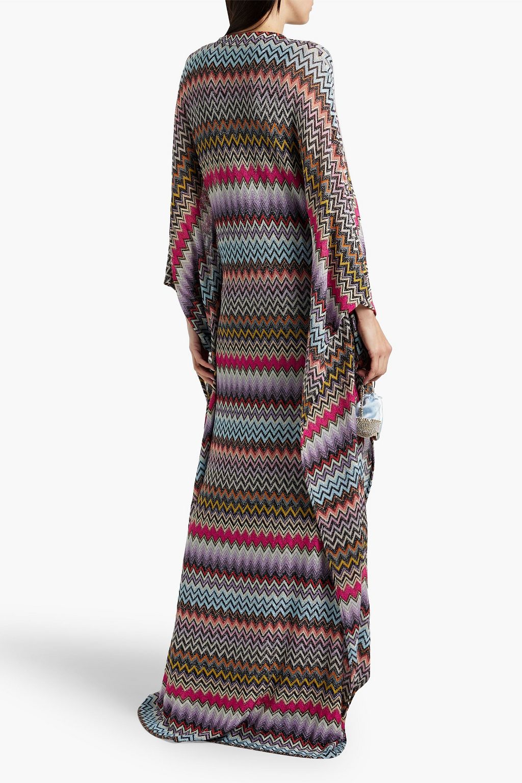 MISSONI Lace-up metallic crochet-knit maxi dress