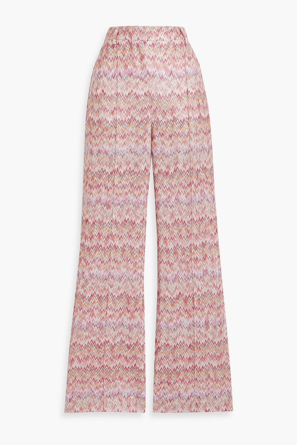 Missoni Metallic Crochet-knit Flared Pants In Red
