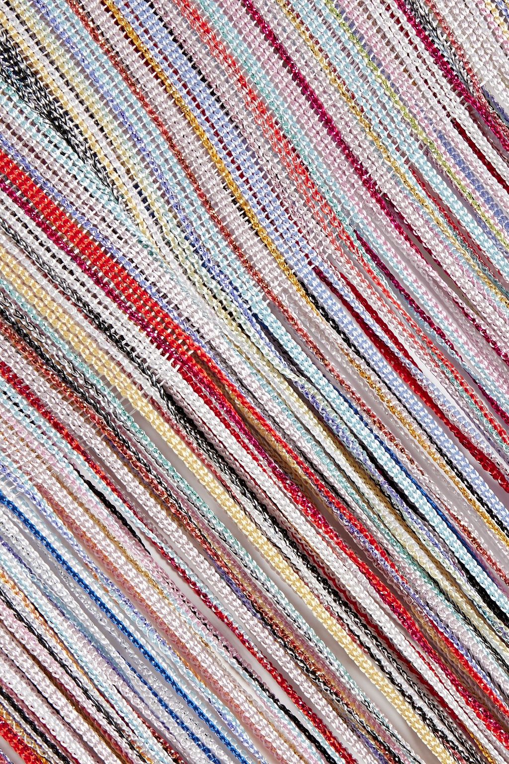 MISSONI Fringed metallic striped crochet-knit halterneck top