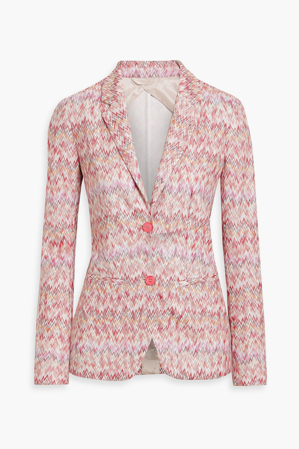 Metallic crochet-knit blazer