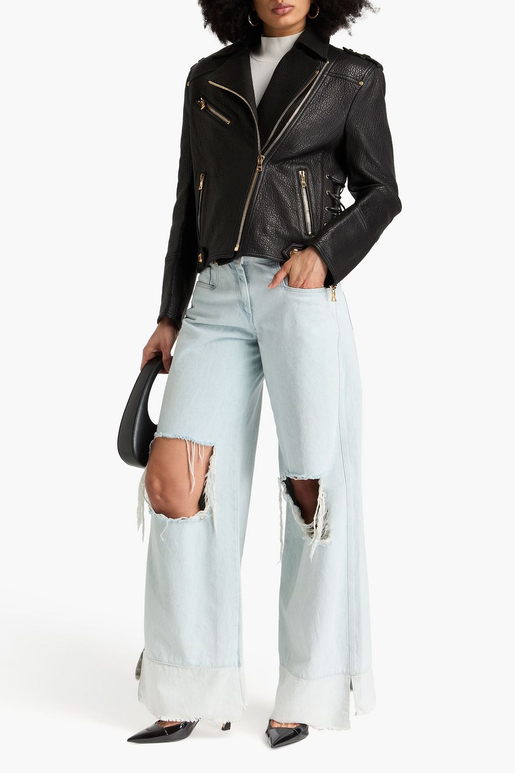 BALMAIN Leather biker jacket