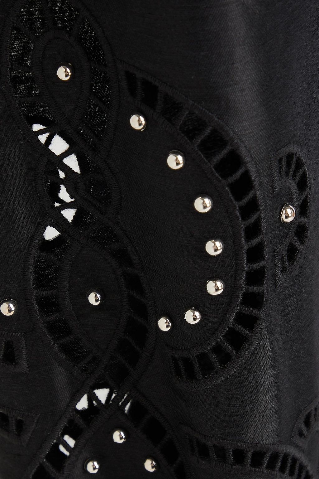 MAJE Cropped studded linen-blend shirt